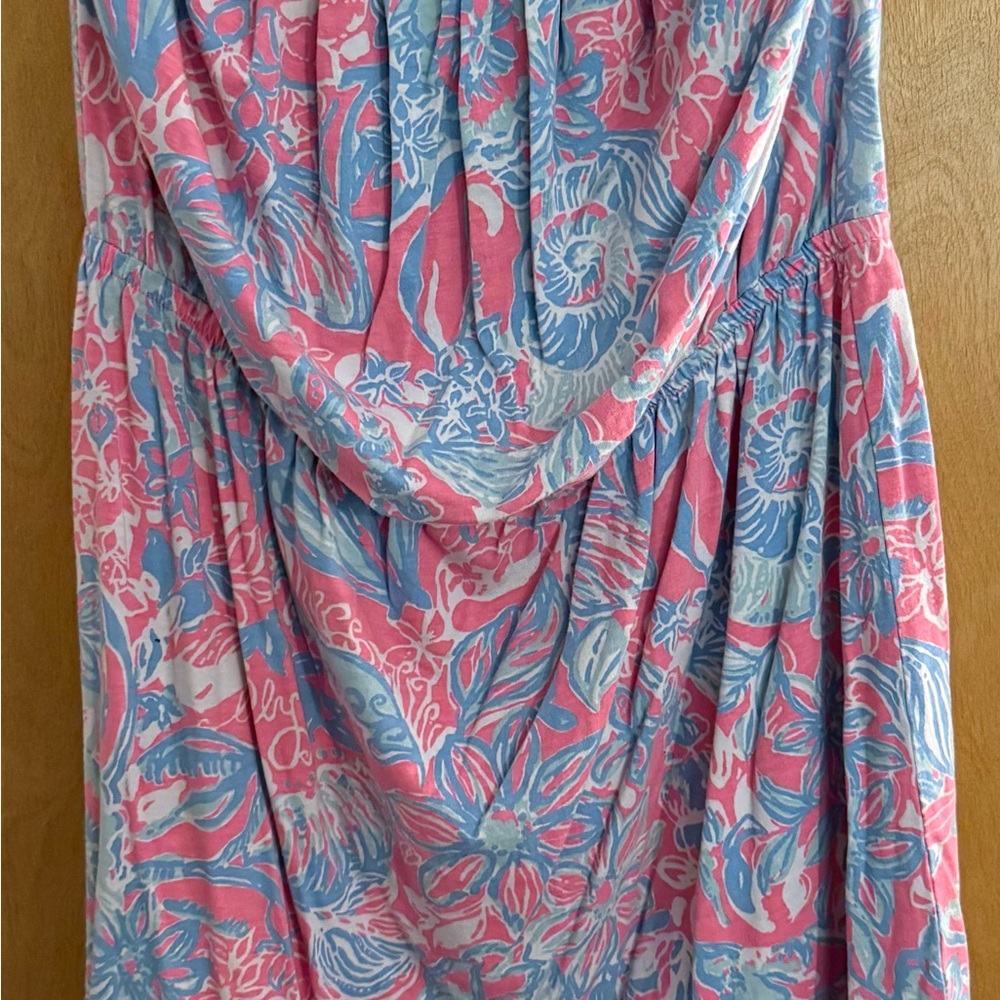 Lilly Pulitzer Strapless Dress in Pink and Blue Floral